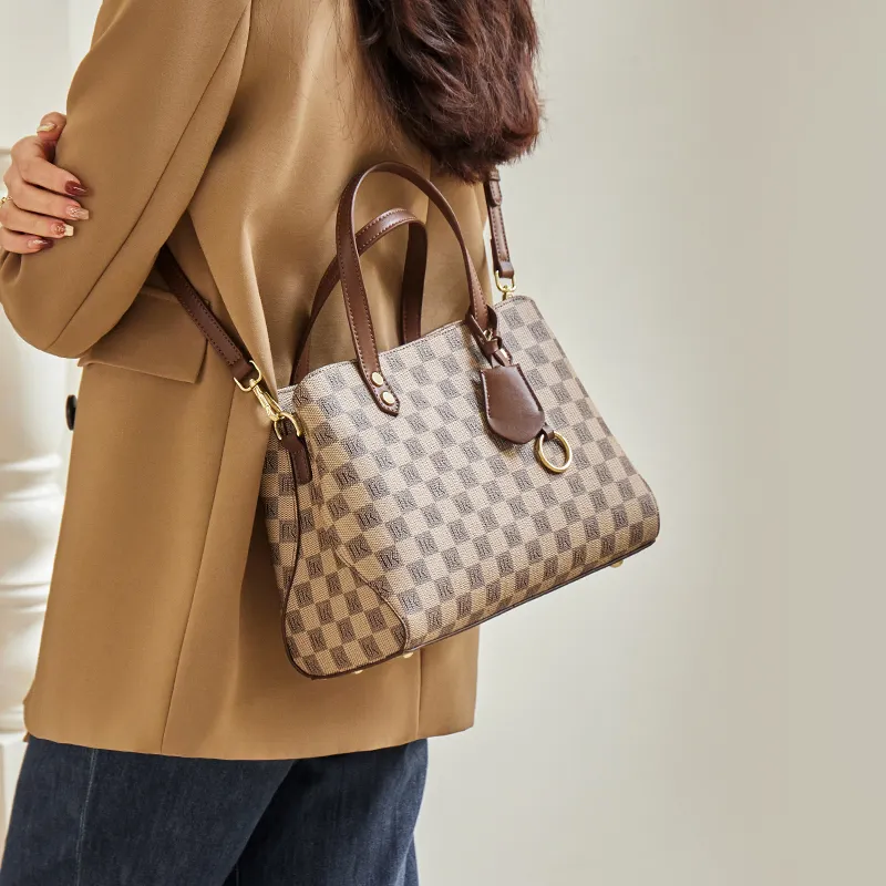 Narandu PVC Synthetic Leather Mom Bag, Handbag, Shoulder Bag, Crossbody Bag Tubas Women's Khaki-1