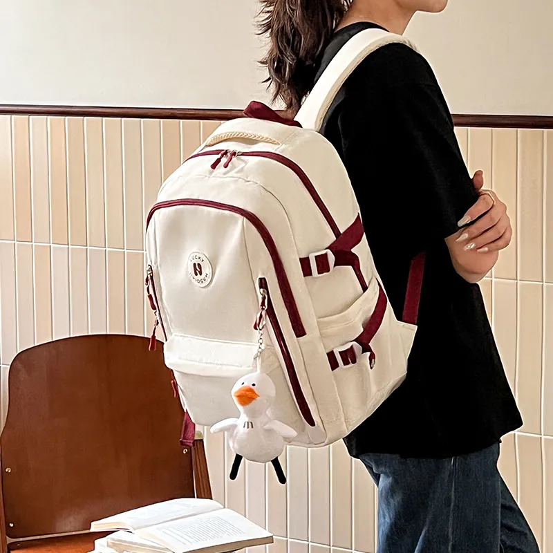 Narandu Fabric Backpack Unisex Gray/Midnight Black/Orange Combo-21