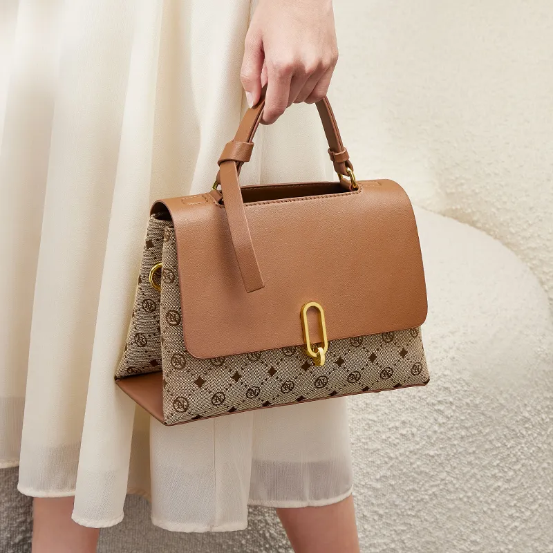 Narandu PVC Handbag Shoulder Bag Crossbody Bag Commuter Bag Medium Size Women's Caramel Brown-1