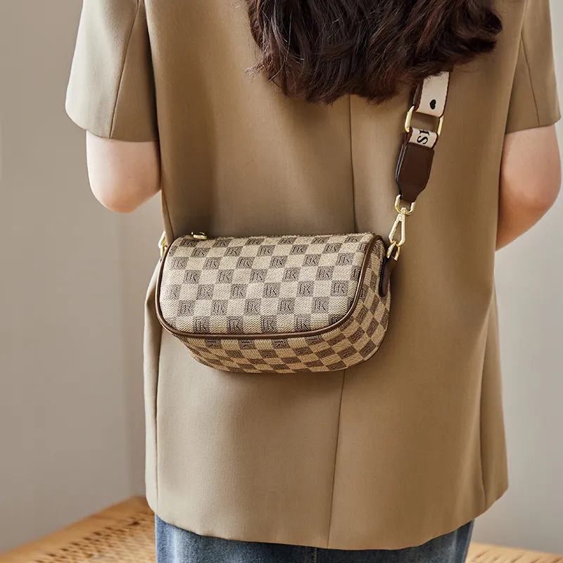 Narandu PVC With Synthetic Leather Pillow Bag, Shoulder Bag, Crossbody Bag Regular Women's Khaki/Coffee-1
