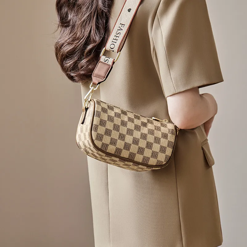 Narandu PVC With Synthetic Leather Pillow Bag, Shoulder Bag, Crossbody Bag Regular Women's Khaki/Coffee-4