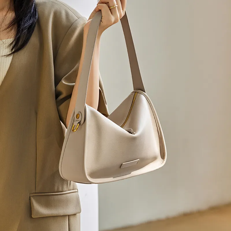 Narandu Cow Leather Shoulder Bag, Pillow Bag, Crossbody Bag, Shoulder Bag Women's Black/Salted Coffee/Cream Apricot-7