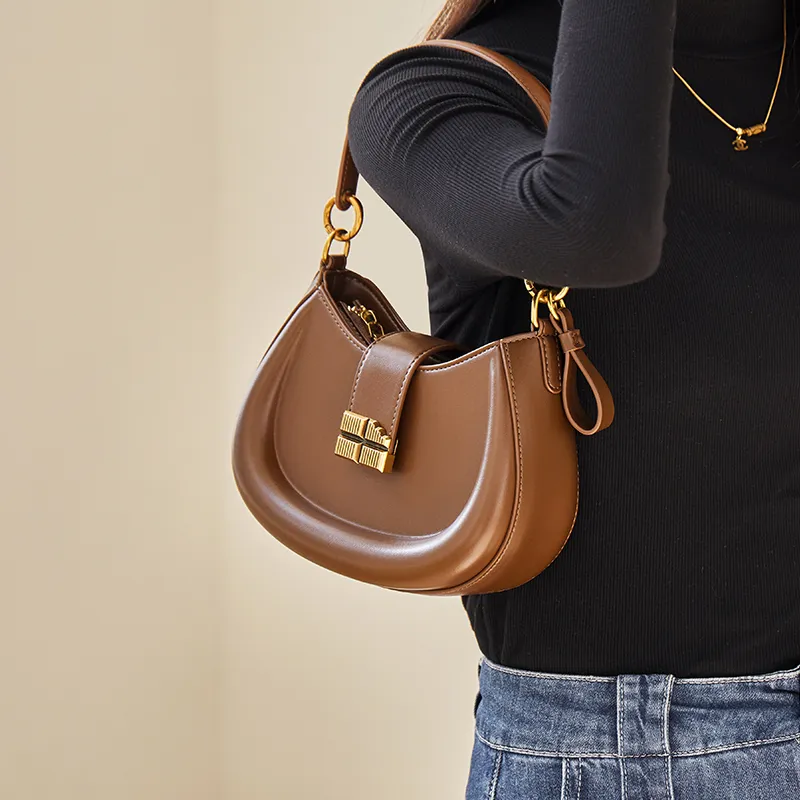 Narandu Synthetic Leather Underarm Shoulder Bag, Crossbody Bag, Crescent Bag Women's Coffee-2