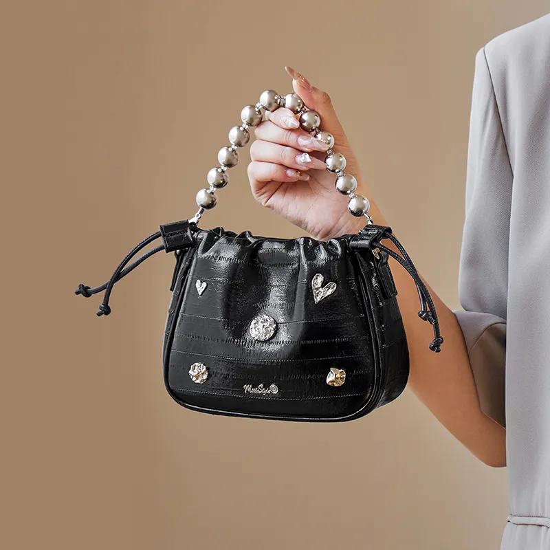 Narandu Synthetic Leather Underarm Shoulder Bag, Crossbody Bag Trumpets Women's Space Silver/Midnight Black-9