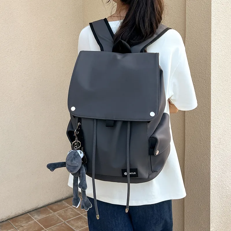 Narandu Fabric Backpack Unisex Gray/Midnight Black/Orange Combo-25