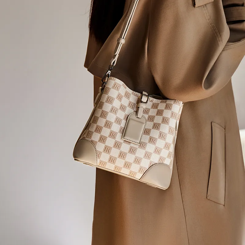 Narandu PVC With Synthetic Leather Mommy Bag One Shoulder Handbag Medium Size Women's Khaki/Beige Yellow-11