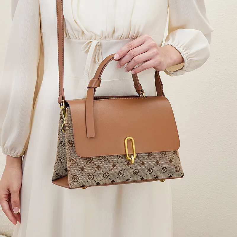 Narandu PVC Handbag Shoulder Bag Crossbody Bag Commuter Bag Medium Size Women's Caramel Brown-6