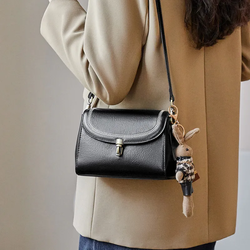 Narandu PVC Small Square Bag Crossbody Bag Shoulder Bag Small Size Women's Brown/Midnight Black-1
