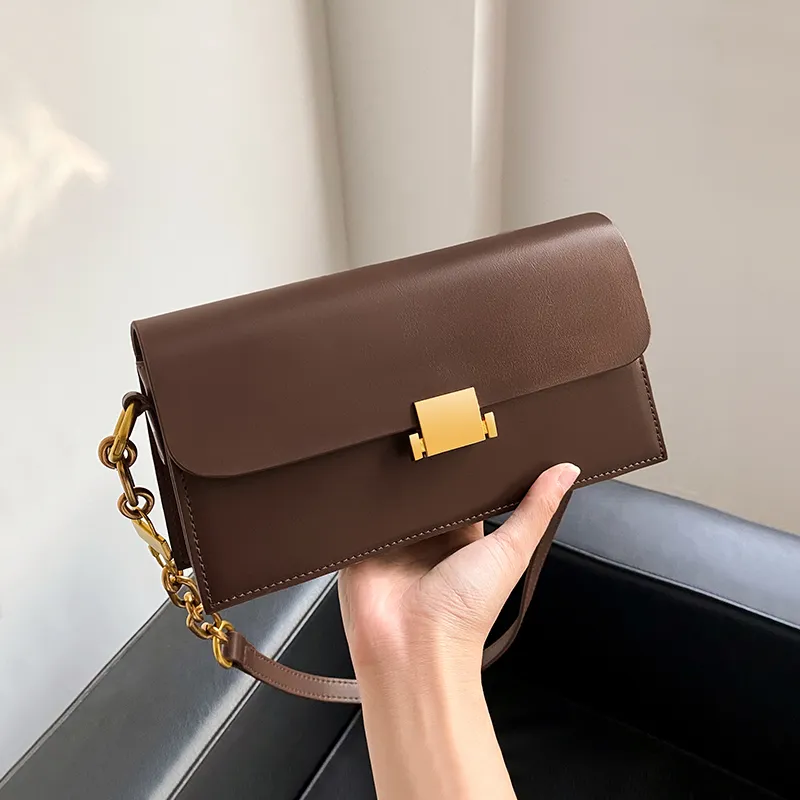 Narandu Cow Leather Patchwork Synthetic Leather Small Square Bag Shoulder Bag Small Size Women's Coffee-6