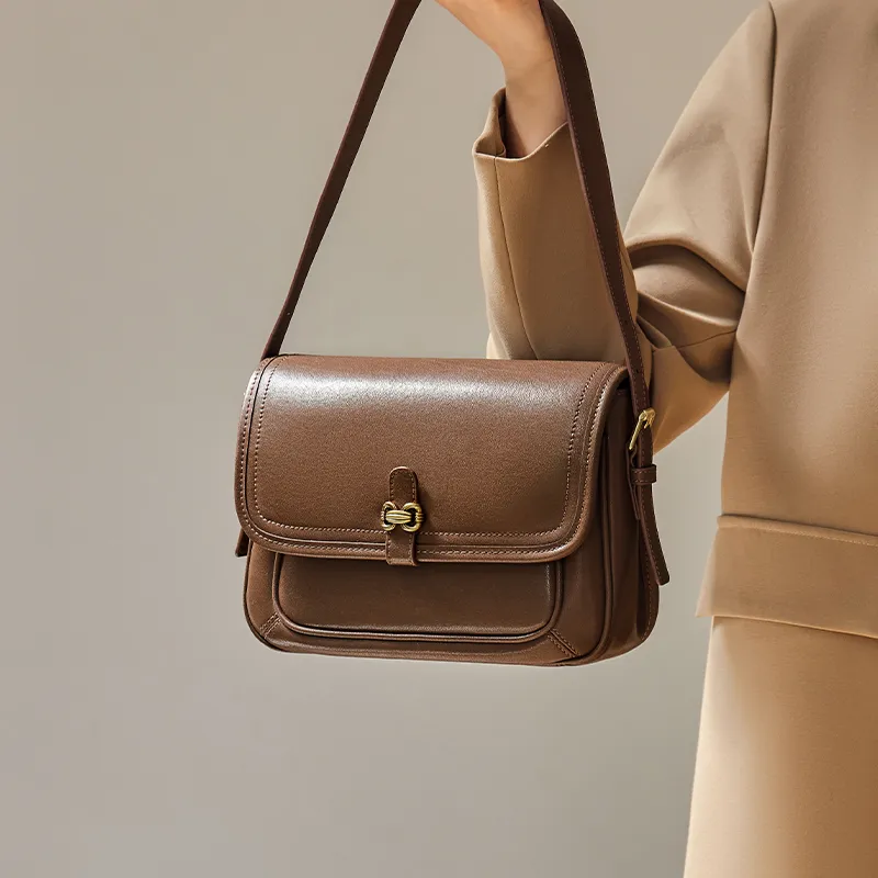 Narandu Cow Leather With Synthetic Leather Messenger Bag, Crossbody Bag Regular Women's Coffee-6