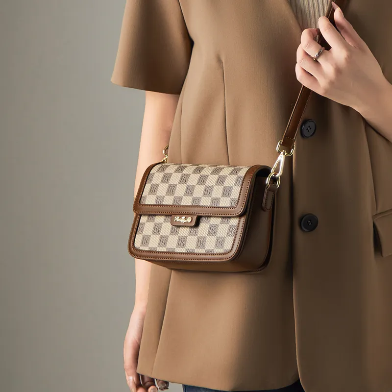 Narandu PVC With Synthetic Leather Tofu Bag, Small Square Bag, Shoulder Bag, Crossbody Bag Women's Beige Yellow/Khaki-1