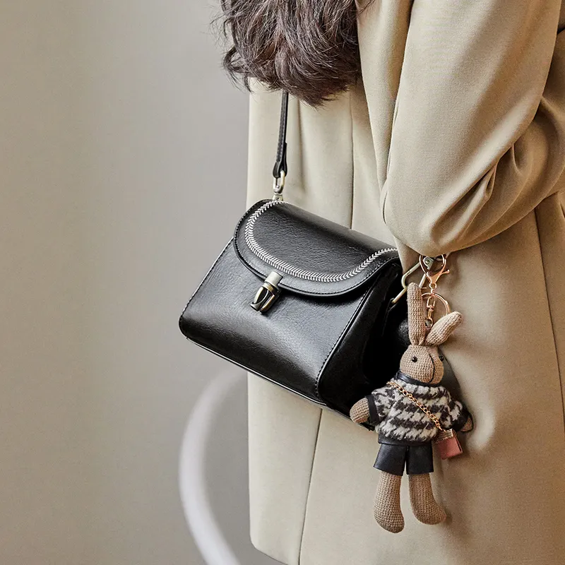Narandu PVC Small Square Bag Crossbody Bag Shoulder Bag Small Size Women's Brown/Midnight Black-2
