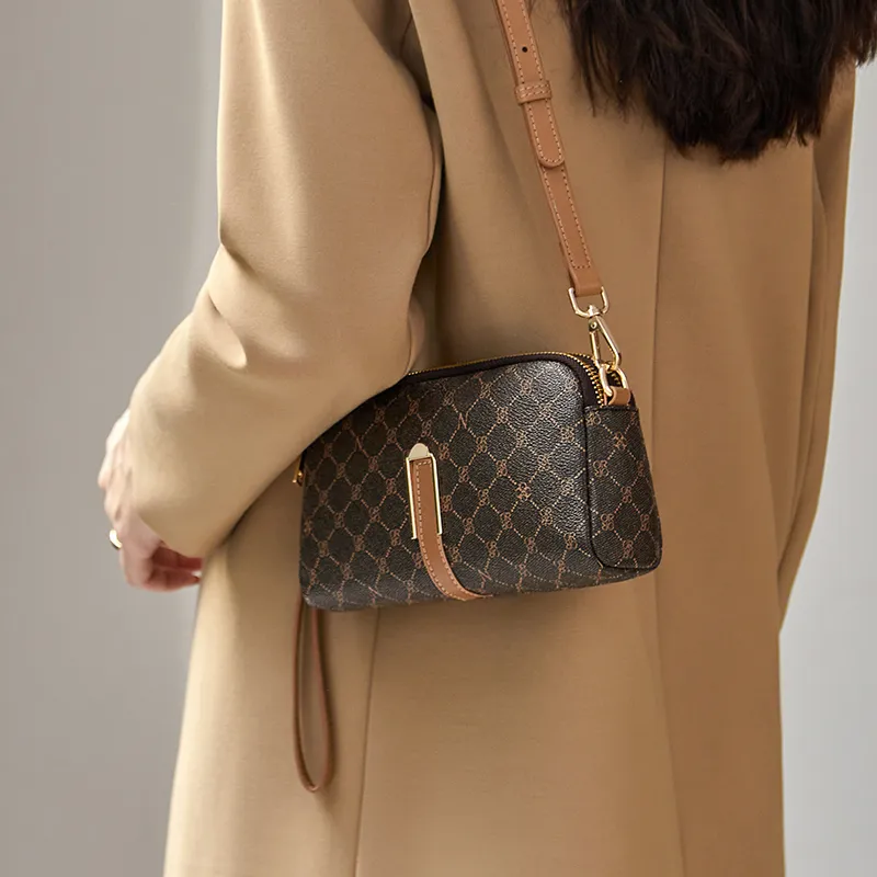 Narandu PVC Synthetic Leather Clutch Small Square Bag Crossbody Bag Shoulder Bag Women's Khaki/Coffee-6