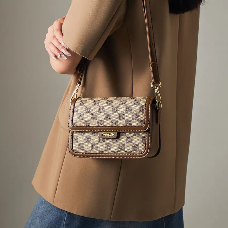 Narandu PVC With Synthetic Leather Tofu Bag, Small Square Bag, Shoulder Bag, Crossbody Bag Women's Beige Yellow/Khaki-2