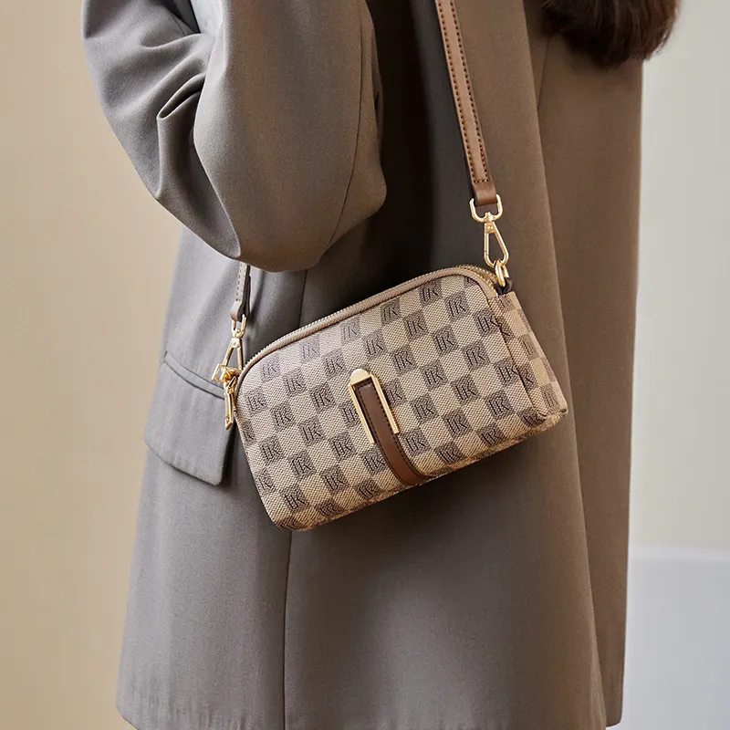 Narandu PVC Synthetic Leather Clutch Small Square Bag Crossbody Bag Shoulder Bag Women's Khaki/Coffee-1