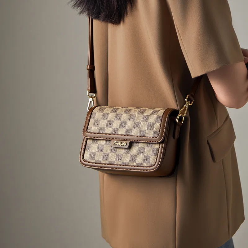 Narandu PVC With Synthetic Leather Tofu Bag, Small Square Bag, Shoulder Bag, Crossbody Bag Women's Beige Yellow/Khaki-4