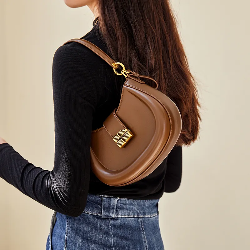 Narandu Synthetic Leather Underarm Shoulder Bag, Crossbody Bag, Crescent Bag Women's Coffee-1