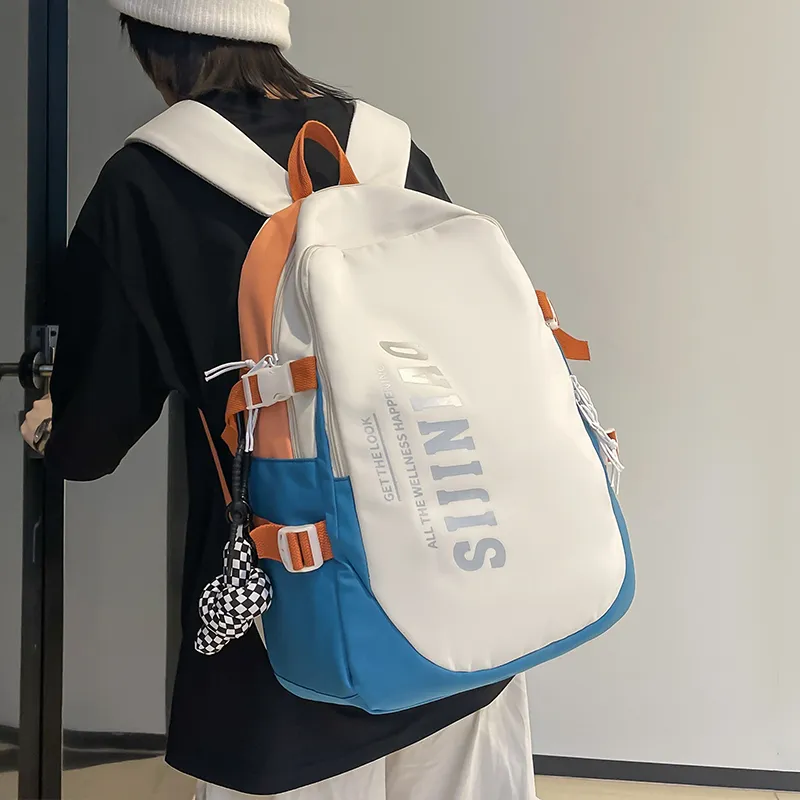 Narandu Fabric Backpack Unisex Gray/Midnight Black/Orange Combo-9