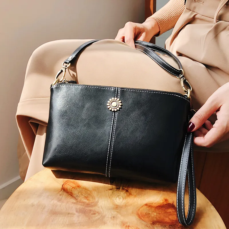 Narandu Cow Leather With Synthetic Leather Mom Bag, Small Square Bag, Shoulder Bag Medium Size Women's Black-1