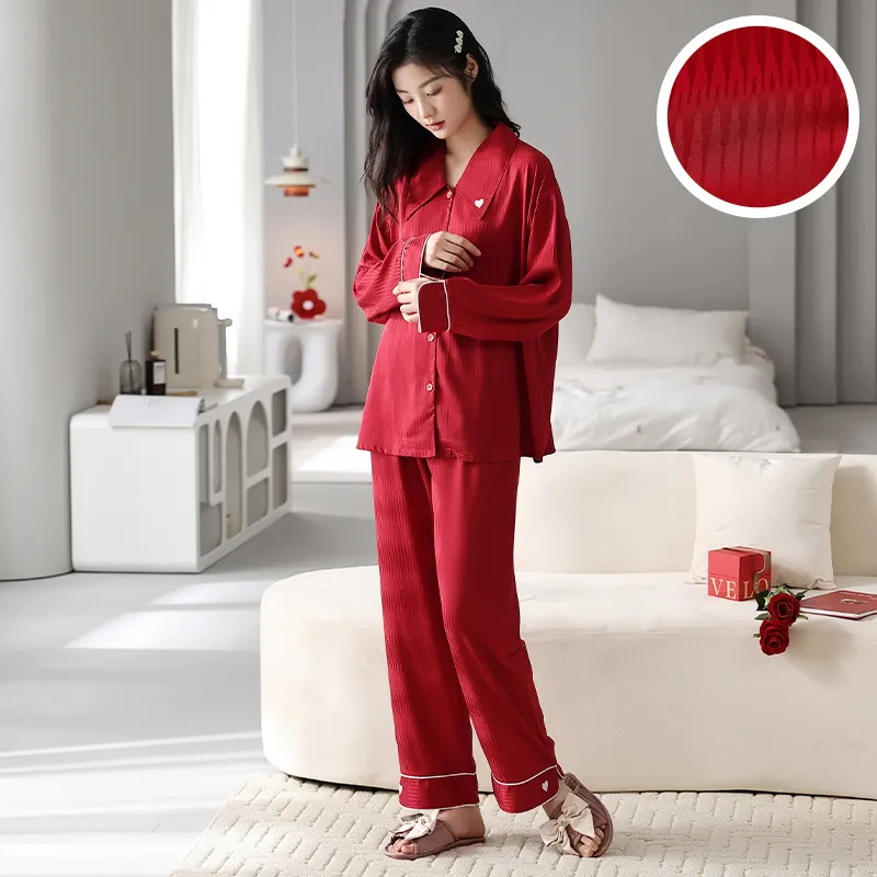 Jovini Pajama Set Women's Gift Box Set Red-2