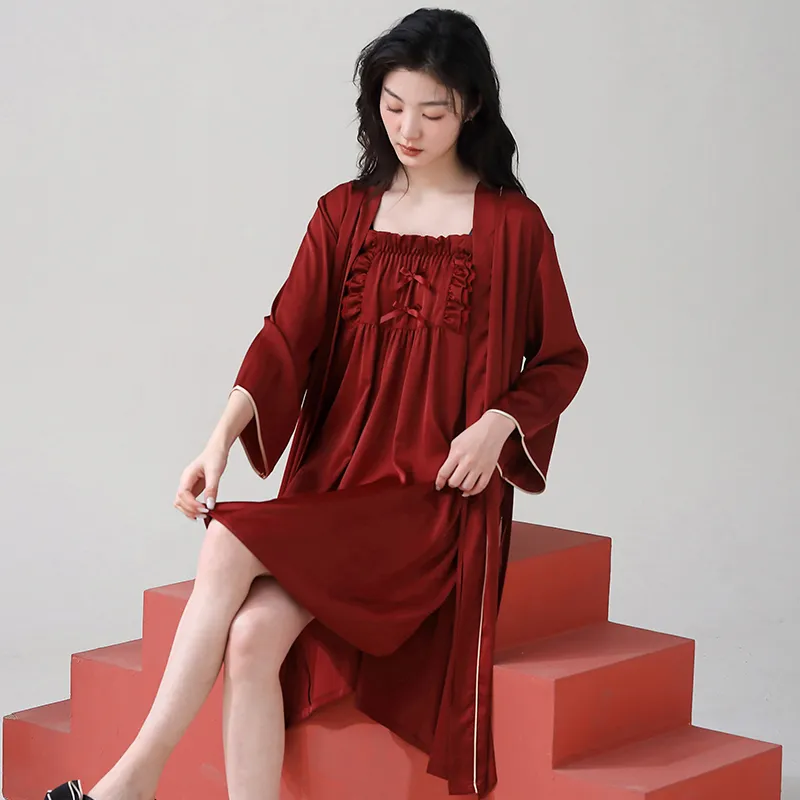 Jovini Pajama Set Women's Gift Box Set Red-4