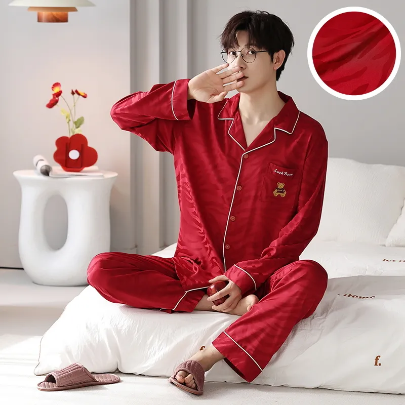Jovini Pajama Set Men's Gift Box Set Red-6