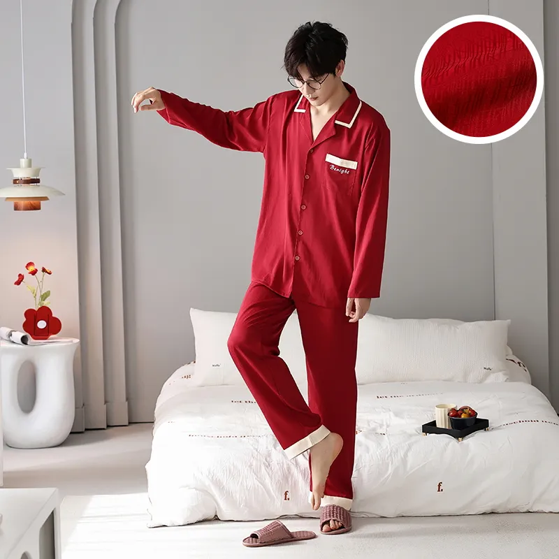 Jovini Pajama Set Men's Gift Box Set Red-3