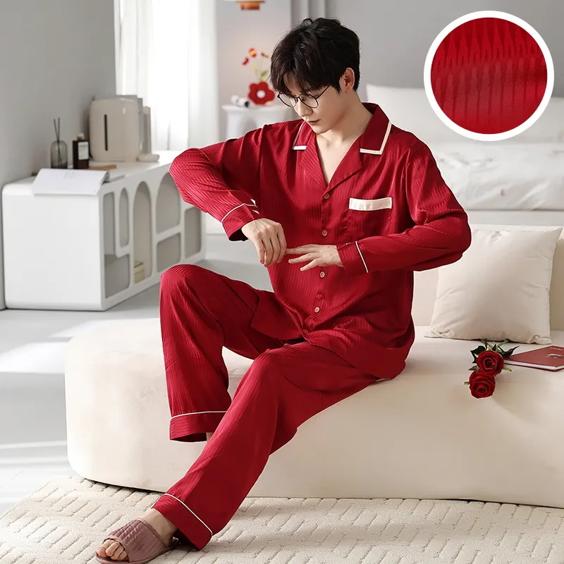 Jovini Pajama Set Men's Gift Box Set Red-5