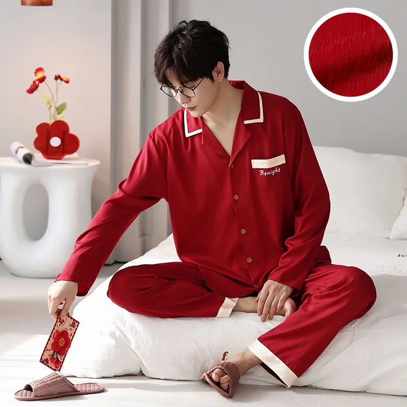 Jovini Pajama Set Men's Gift Box Set Red-6