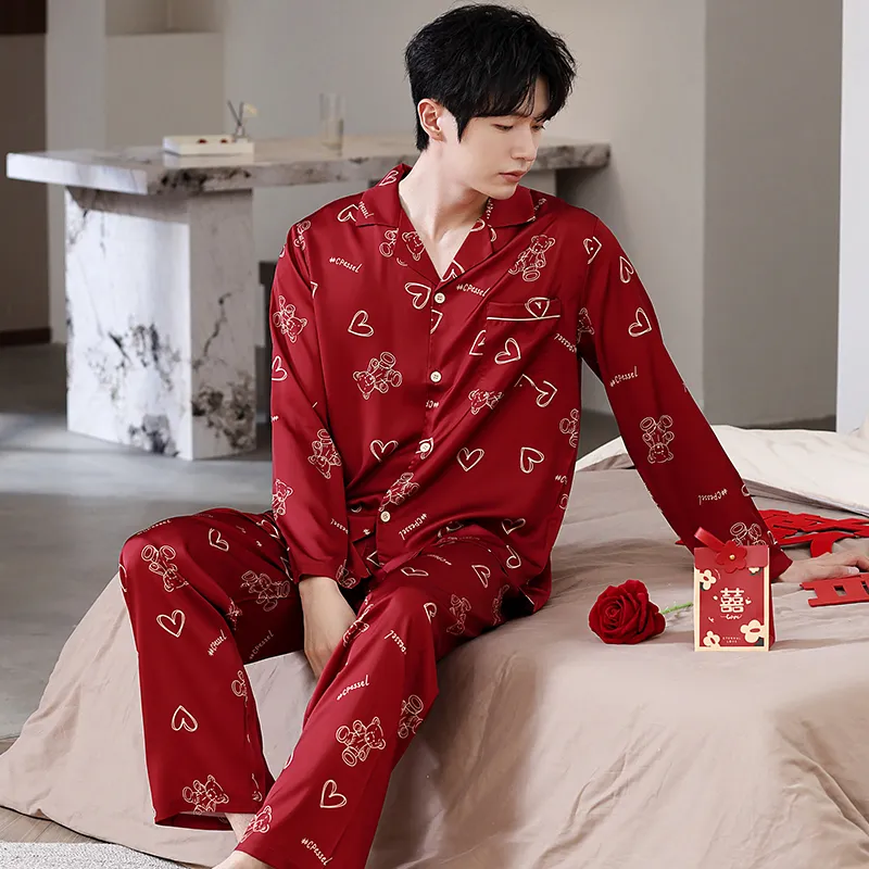Jovini Pajama Set Men's Gift Box Set Red-2