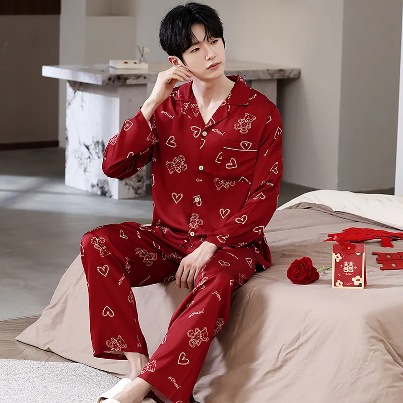 Jovini Pajama Set Men's Gift Box Set Red-1