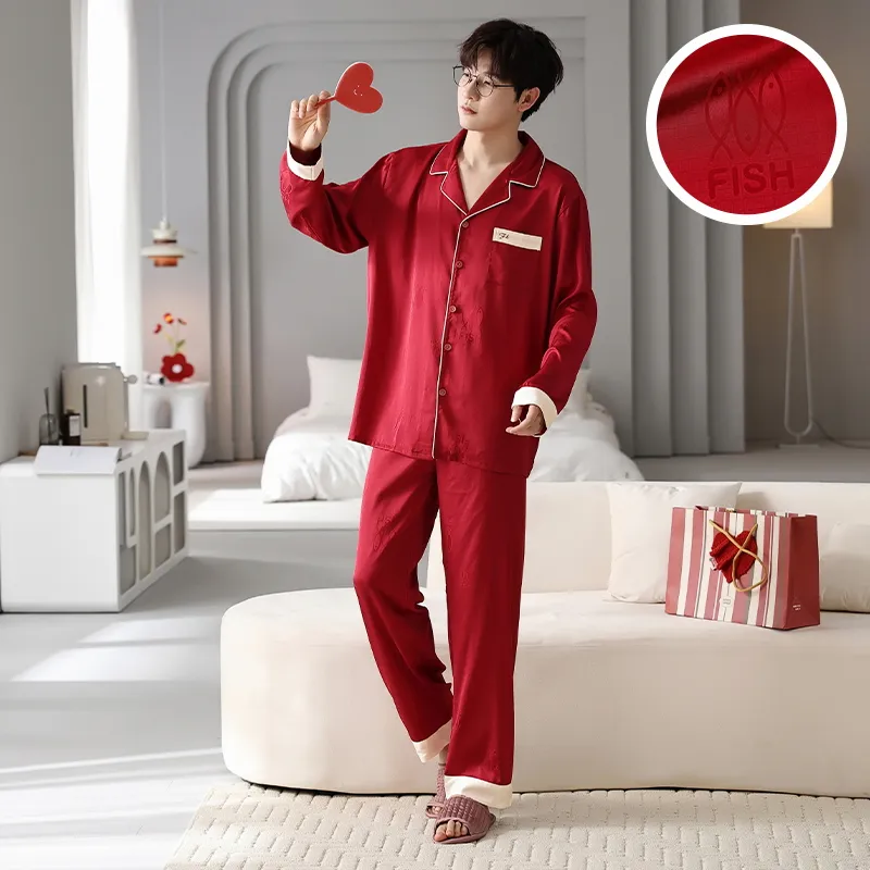 Jovini Pajama Set Men's Gift Box Set Red-2