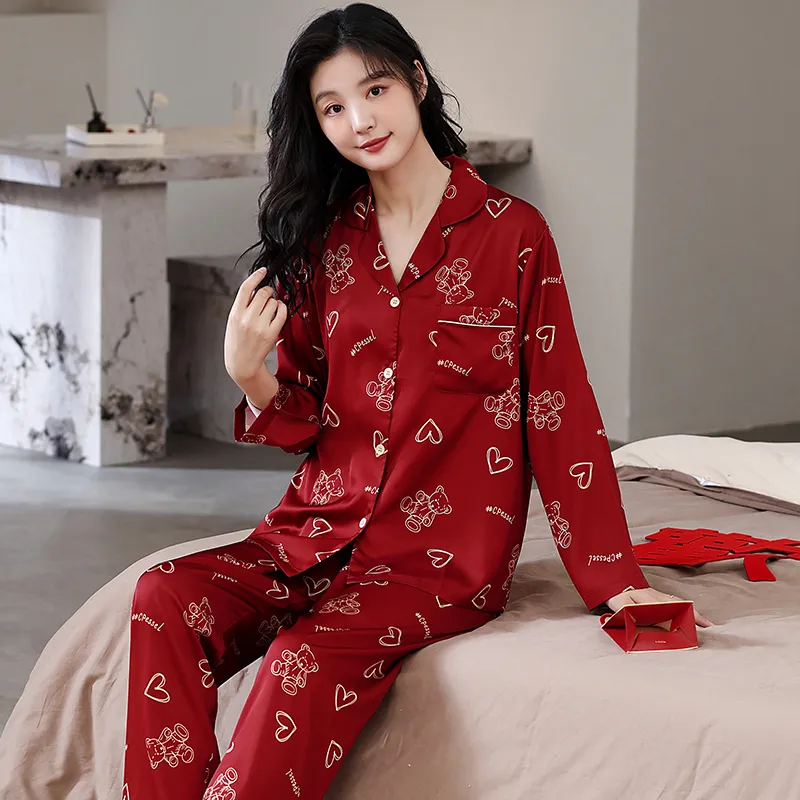 Jovini Pajama Set Women's Gift Box Set Red-1