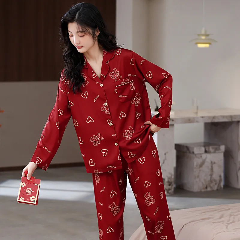 Jovini Pajama Set Women's Gift Box Set Red-5