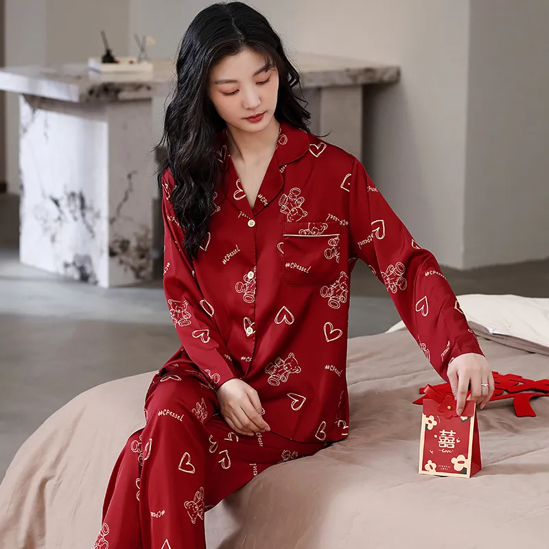 Jovini Pajama Set Women's Gift Box Set Red-2