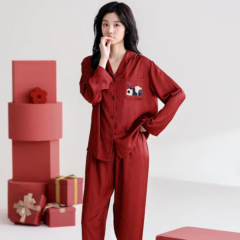 Jovini Pajama Set Women's Gift Box Set Red-5