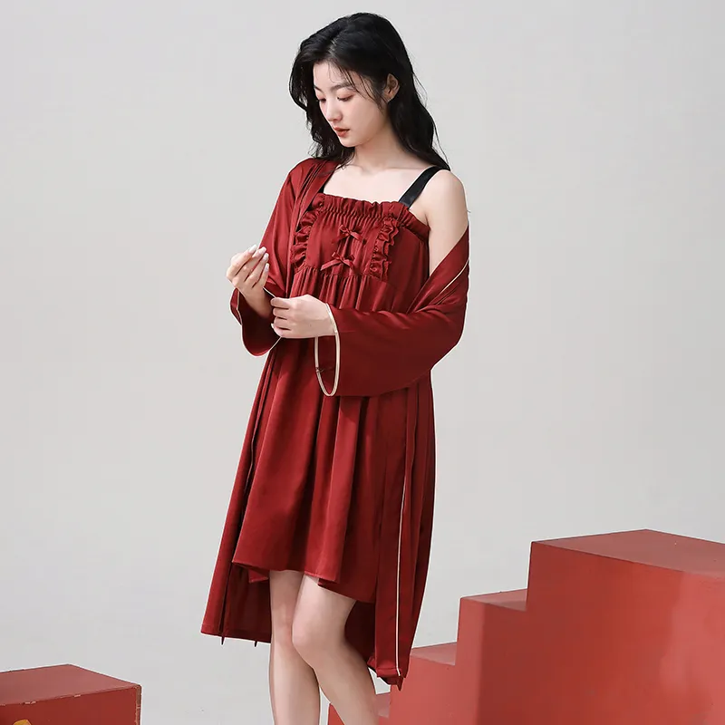 Jovini Pajama Set Women's Gift Box Set Red-2