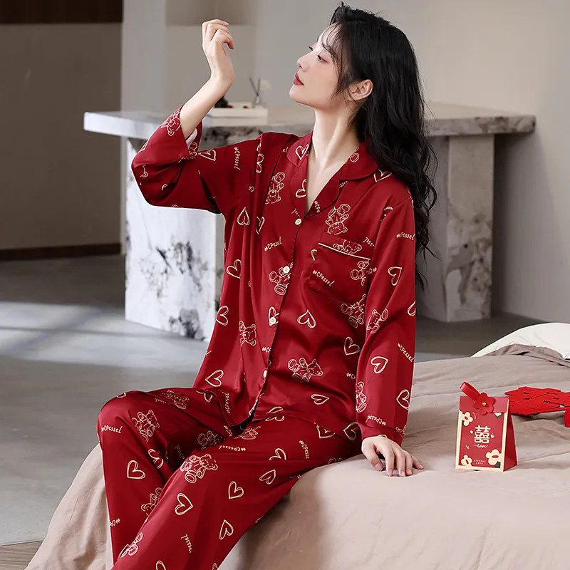 Jovini Pajama Set Women's Gift Box Set Red-4