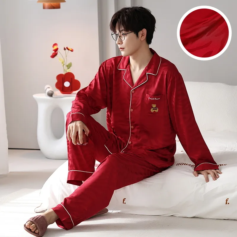 Jovini Pajama Set Men's Gift Box Set Red-4