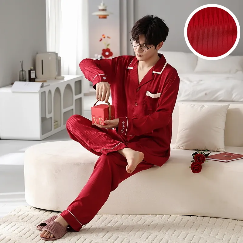 Jovini Pajama Set Men's Gift Box Set Red-6