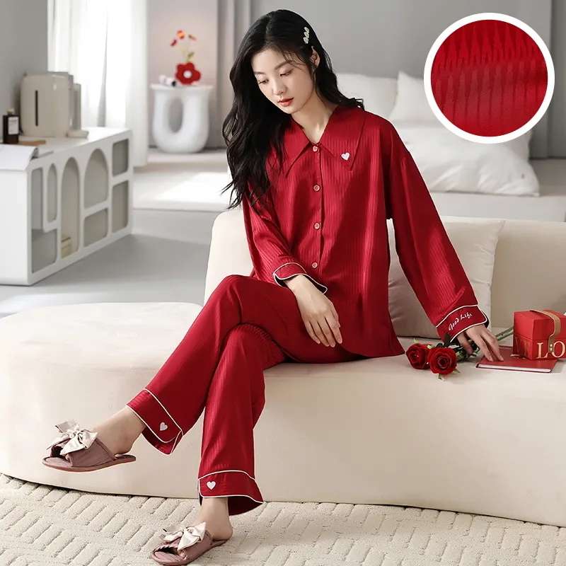 Jovini Pajama Set Women's Gift Box Set Red-5