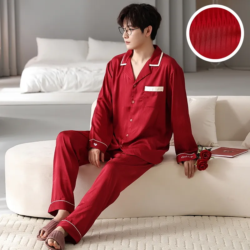 Jovini Pajama Set Men's Gift Box Set Red-4