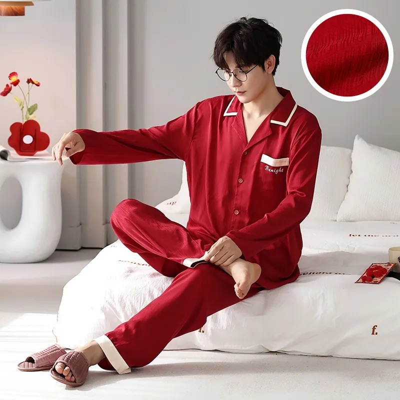 Jovini Pajama Set Men's Gift Box Set Red-5
