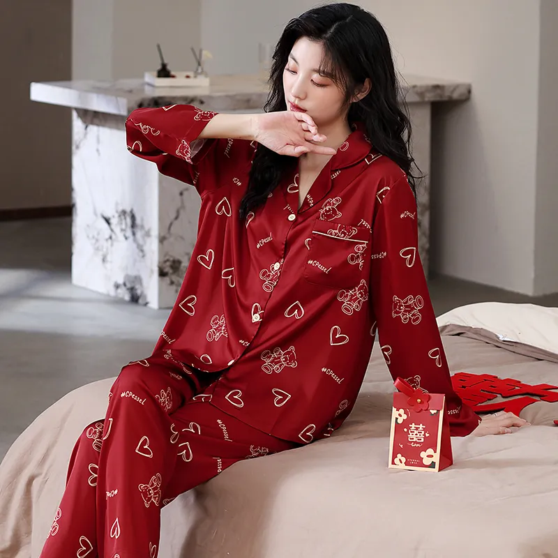 Jovini Pajama Set Women's Gift Box Set Red-3