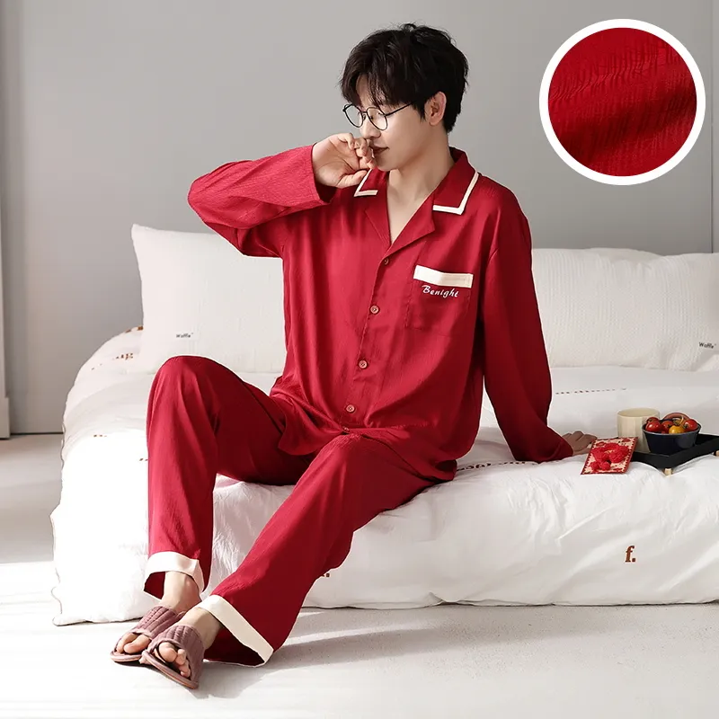 Jovini Pajama Set Men's Gift Box Set Red-4