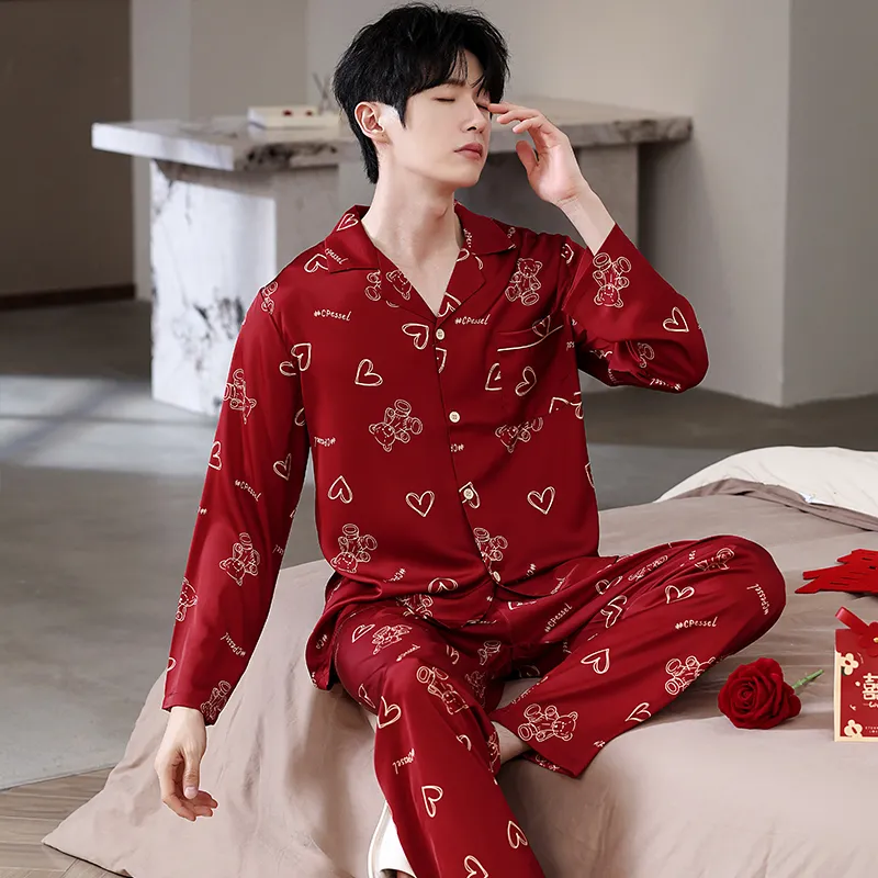 Jovini Pajama Set Men's Gift Box Set Red-3