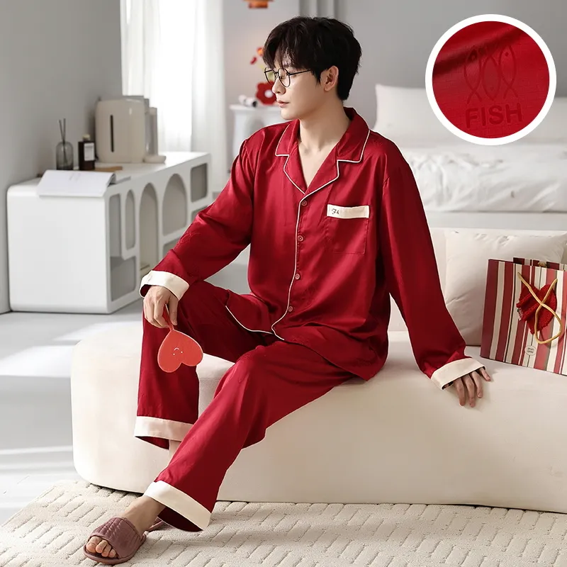 Jovini Pajama Set Men's Gift Box Set Red-5