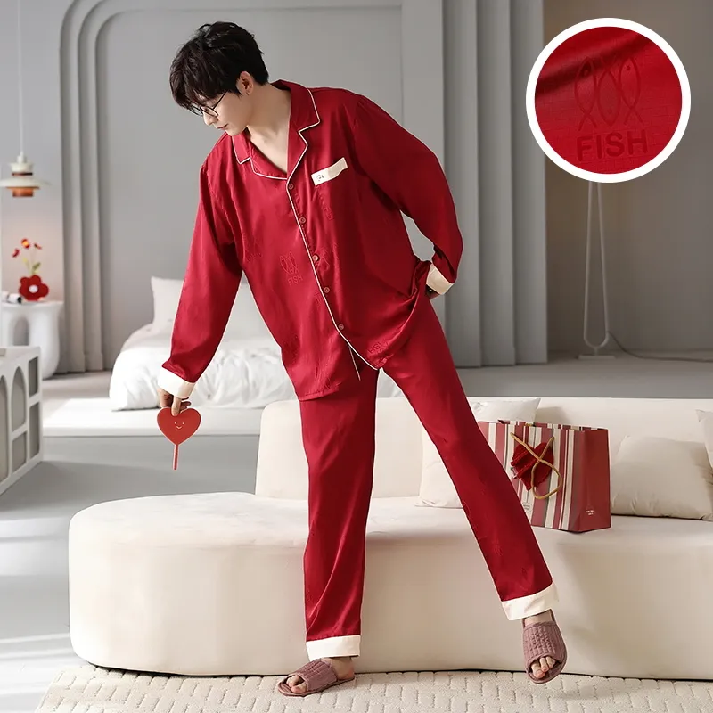 Jovini Pajama Set Men's Gift Box Set Red-3