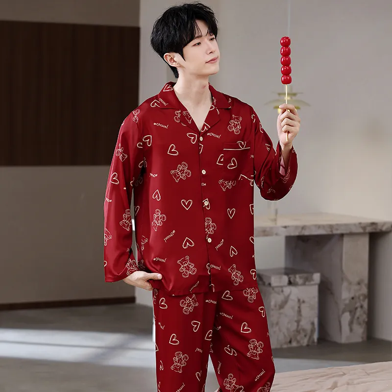 Jovini Pajama Set Men's Gift Box Set Red-4