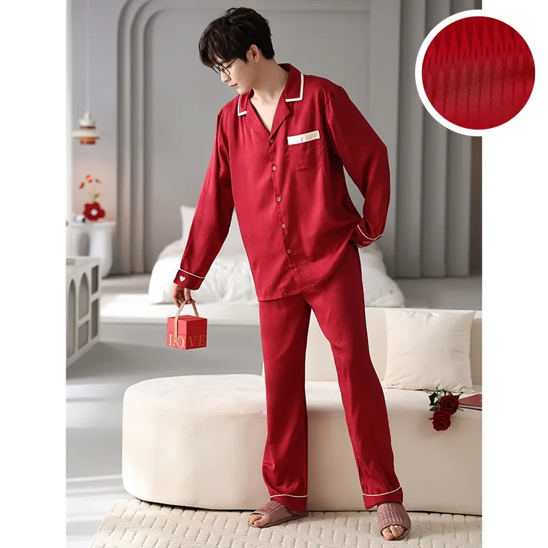 Jovini Pajama Set Men's Gift Box Set Red-1